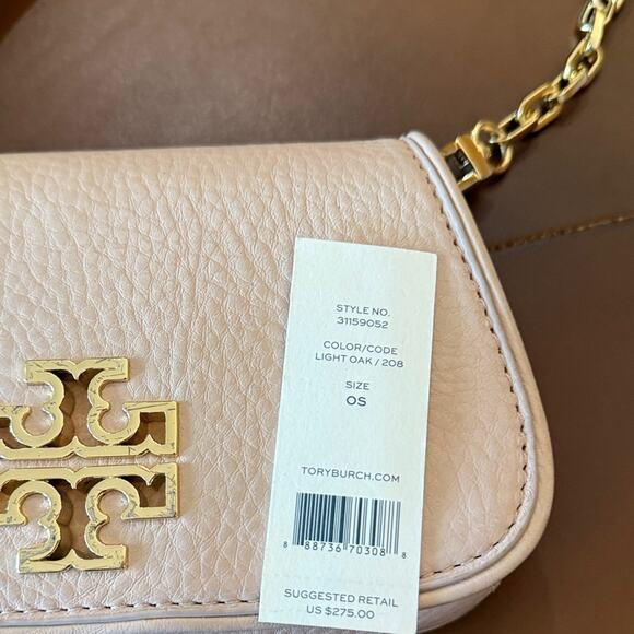 Tory Burch Britten Mini Crossbody Bag Light Oak Designer Preppy Concerts - Picture 3 of 9